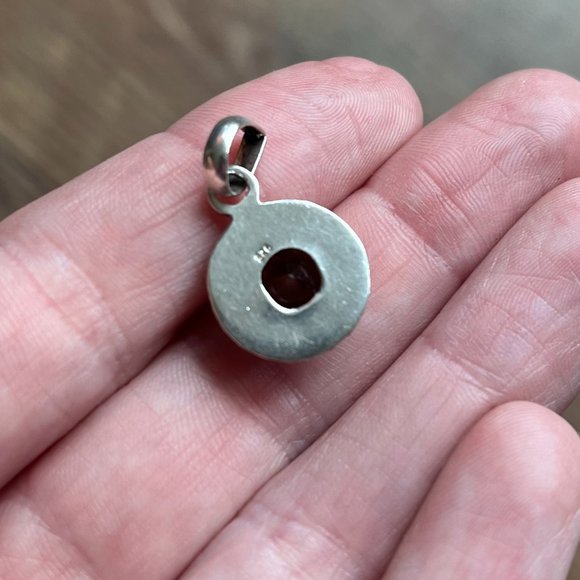 Dainty *Smoky Quartz* Pendant | Silver Necklace | Detail Engraved Border | EUC - Picture 7 of 8